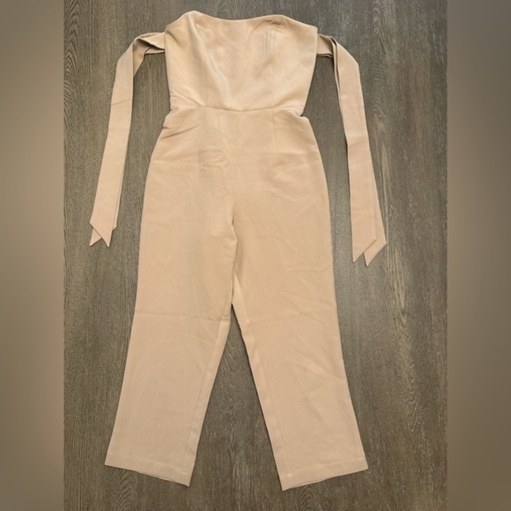 LIKE NEW KITTENISH CAMEL COLORED JUMPSUIT WITH TIE SLEEVES - Size XS SKU:271